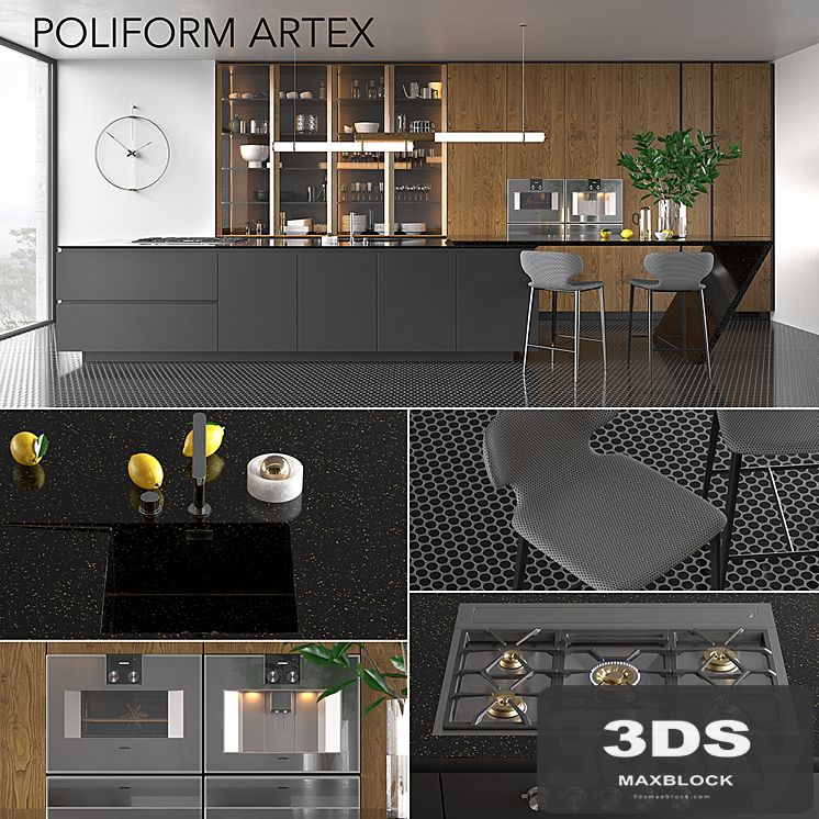 Kitchen Poliform Varenna Artex (vray GGX, corona PBR)