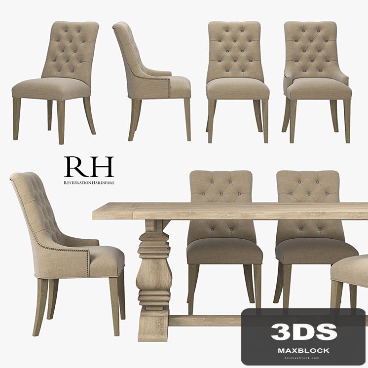 Restoration Hardware - Martine Chairs and Salvaged Wood Table