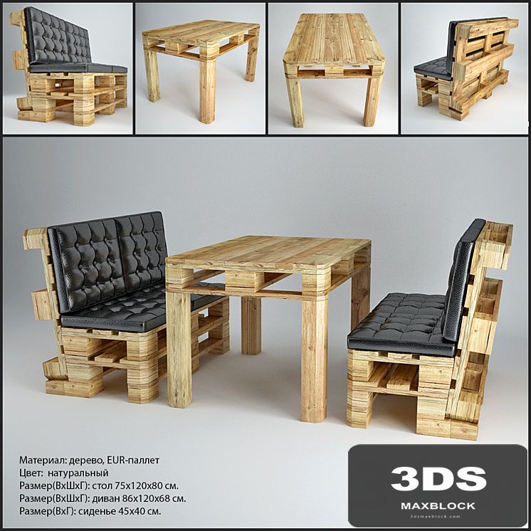 Table and sofa from pallets