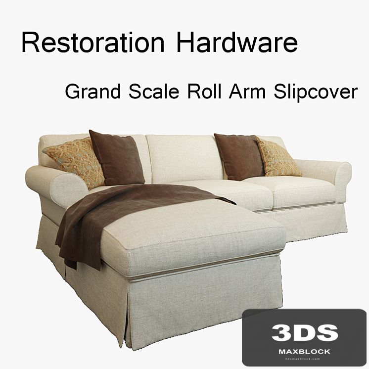 Restoration Hardware grand scale roll arm slipcover
