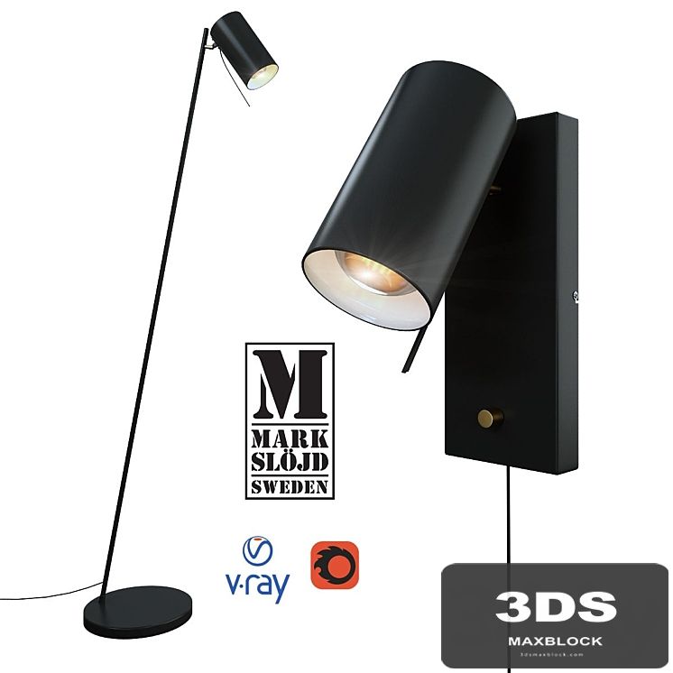 Model CARRIE, wall and floor lamps, from the company MARKSLOJD, Sweden.