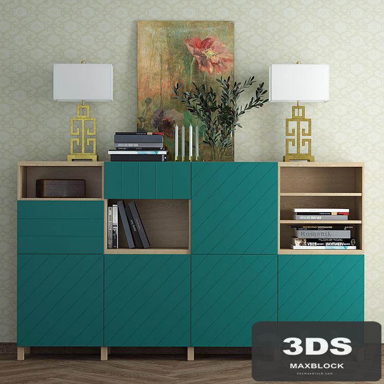 Combination for storage Ikea Besto / Hallstavik (blue - green).