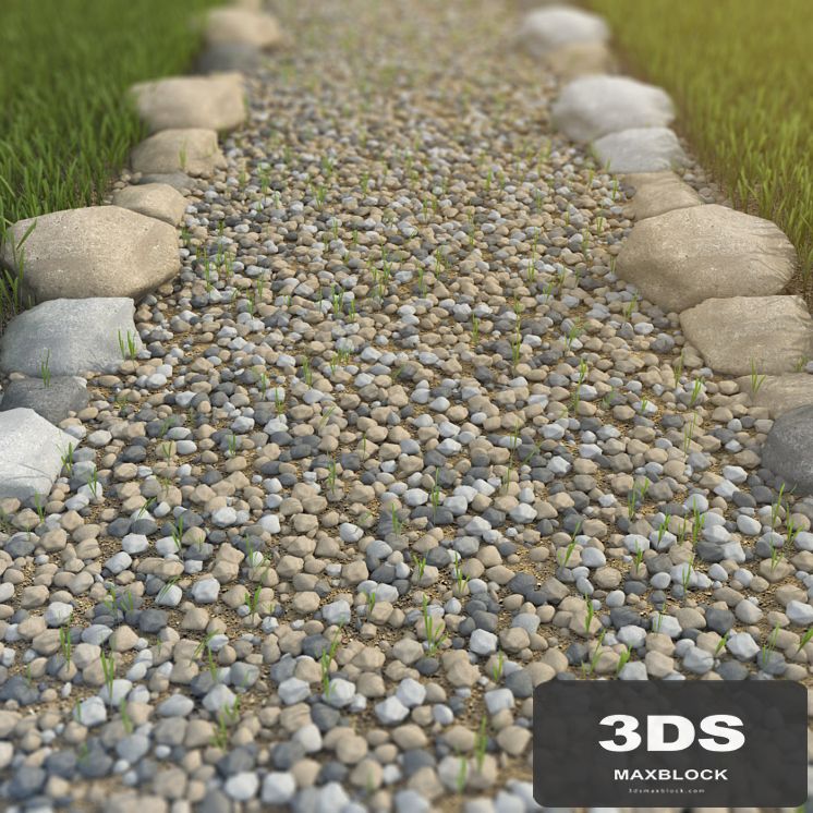 Pebbles with blades of grass
