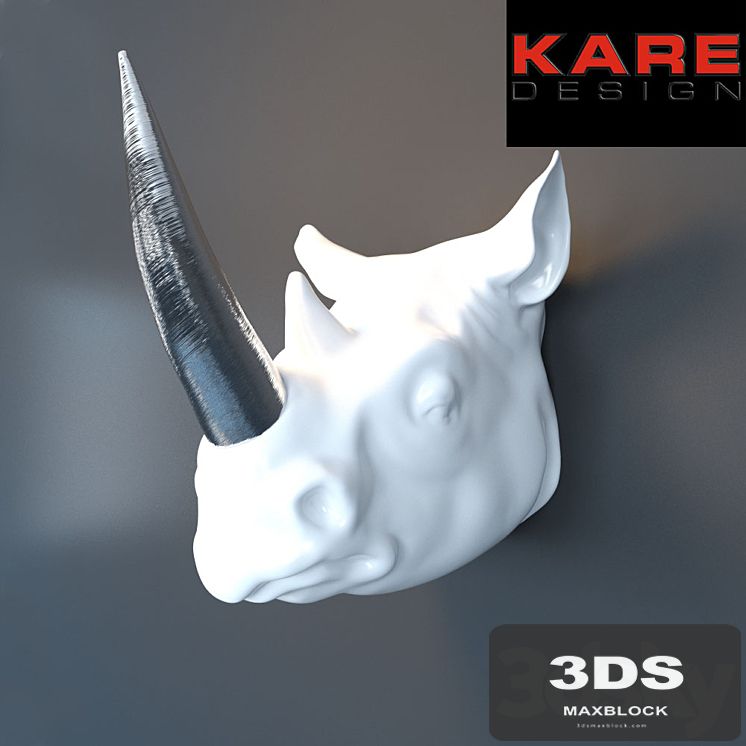 Deco Head Silver Horn Rhino