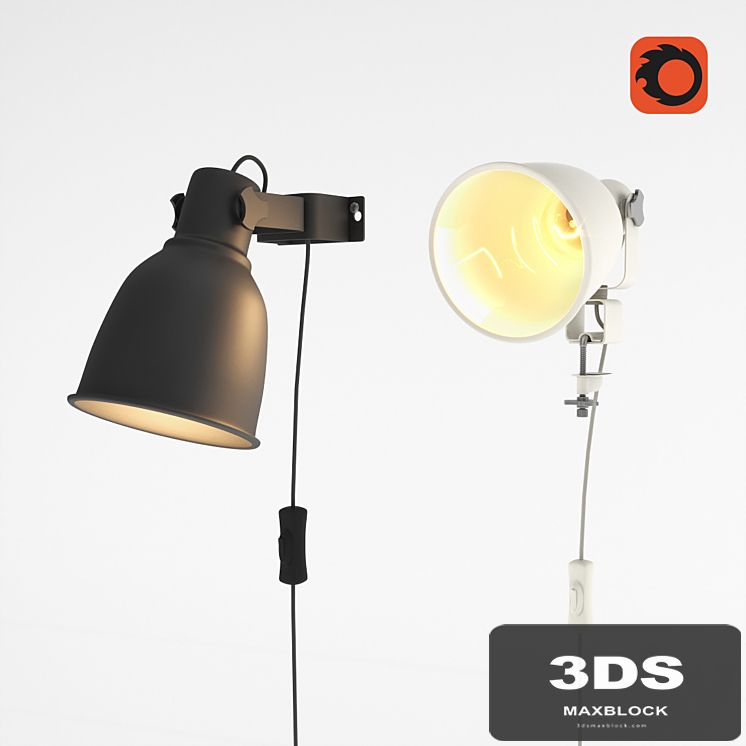 HEKTAR Wall mounted spotlight / lamp with clip