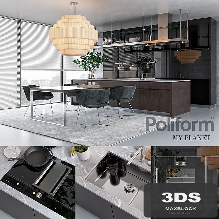 Kitchen Poliform Varenna My Planet (vray GGX, corona PBR)