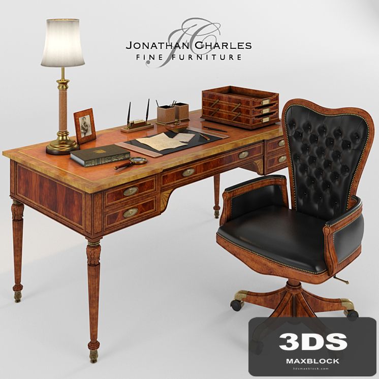 Armchair and desk with accessories Jonathan Charles
