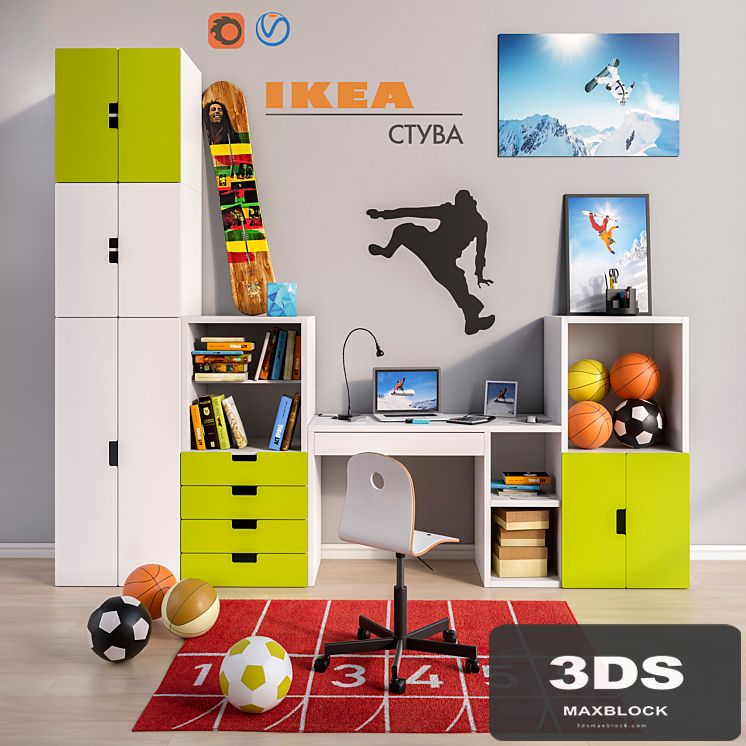 Modular furniture and accessories for a children's room IKEA set 2