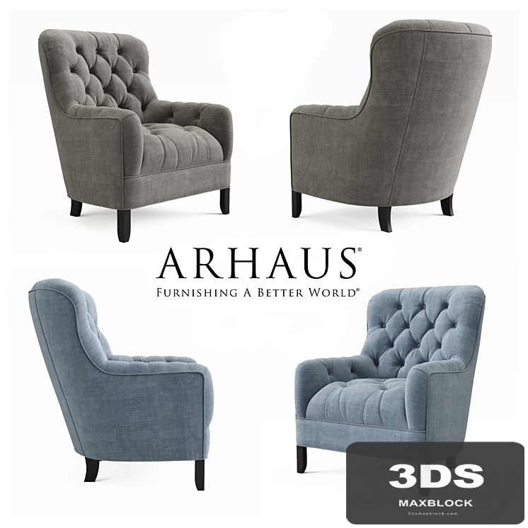 ARHAUS CLUB 34''TUFTED UPHOLSTERED CHAIR IN TWEED