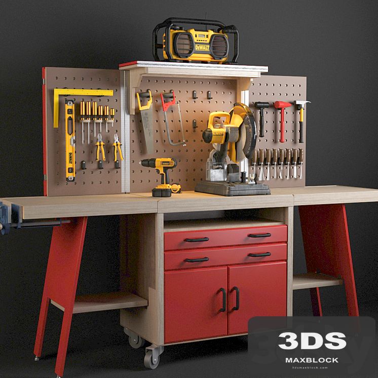 Workbench with tools DeWalt.
