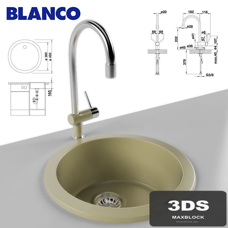 Sink and Faucet BLANCO RONDO BLANCO FILO-S