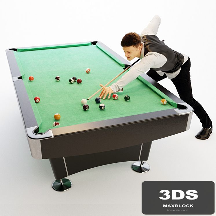 American billiard table, billiard player