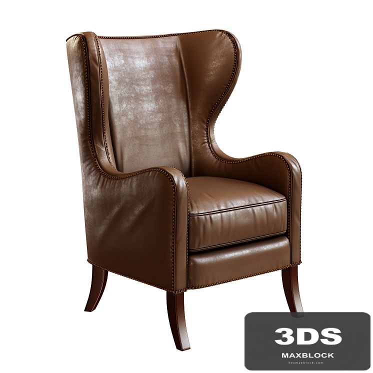 Dempsey Wingback Chair Bourbon Leather