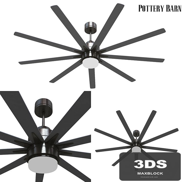 Pottery barn Odyn IndoorOutdoor Ceiling Fan Brushed Nickel With Brushed Nickel Blades