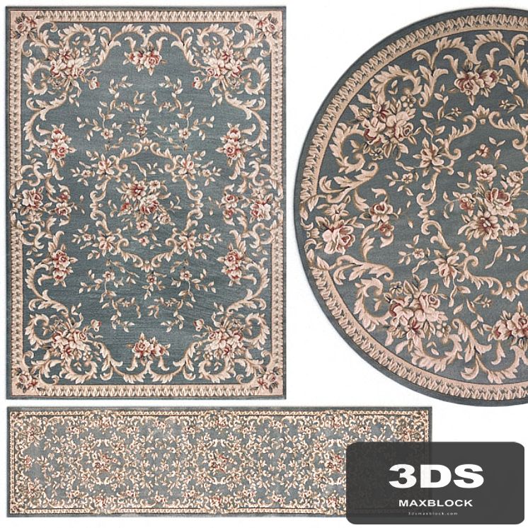 Carpet Avalon 5602 Slate Blue Aubusson Rug Set