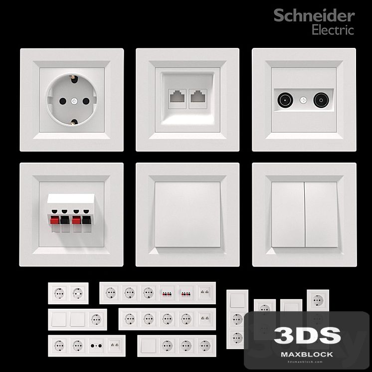 Sockets and switches Schneider Asfora White.