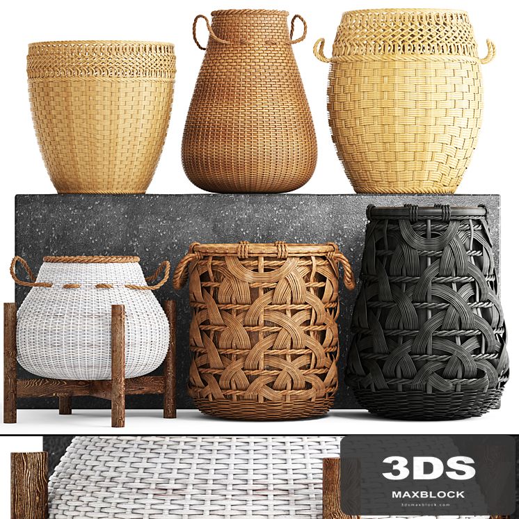 Collection of baskets. Basket collection, wicker, rattan, white basket, black basket, floral, eco, ecodesign, decor