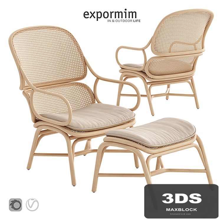 Expormim Frames Armchair with ottoman