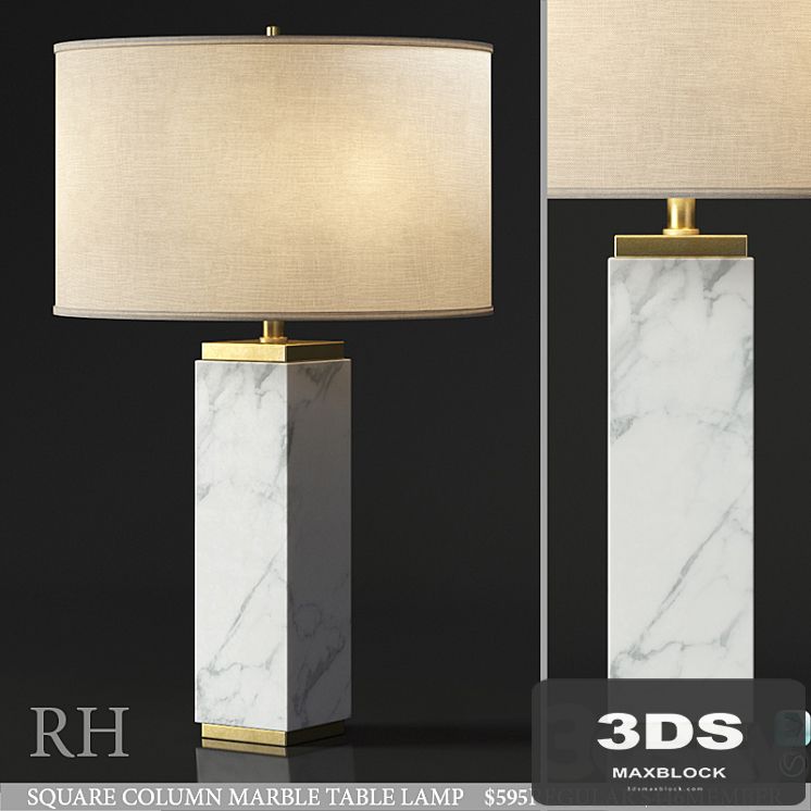 SQUARE COLUMN MARBLE TABLE LAMP