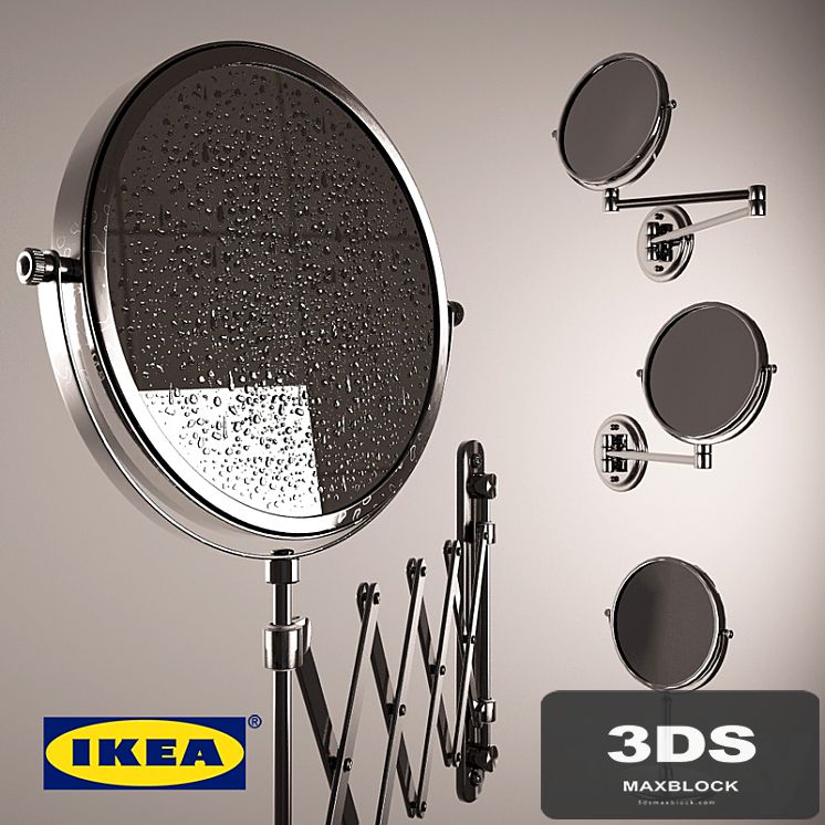 Magnifying mirror with water drops