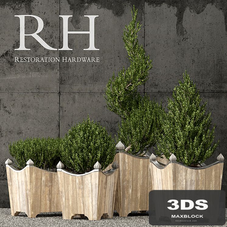 Restoration Hardware brugge salvaged wood & metal planter