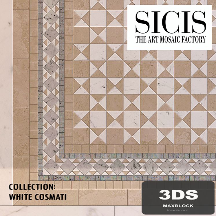 Floor mosaic SICIS White Cosmati