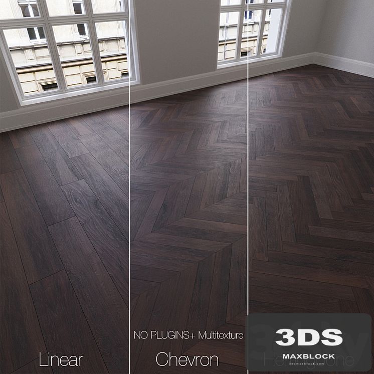 Parquet natural, oak Smoky mountains, 3 types. Linear, chevron, herringbone.