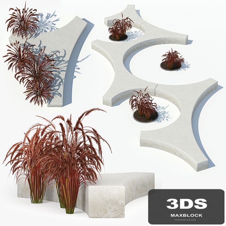 Folia bench Graceful Fountain Grass