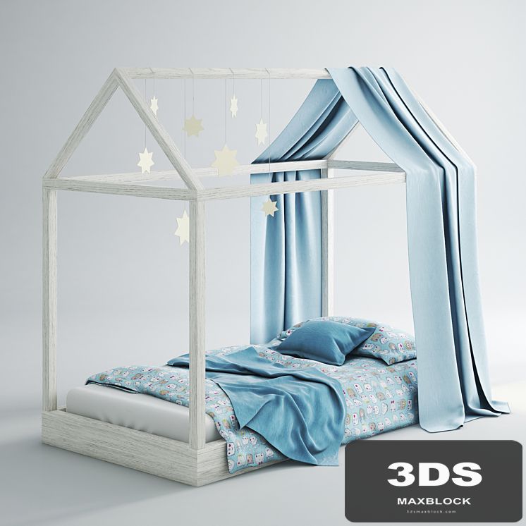 Children's bed-house 01 (Blue)