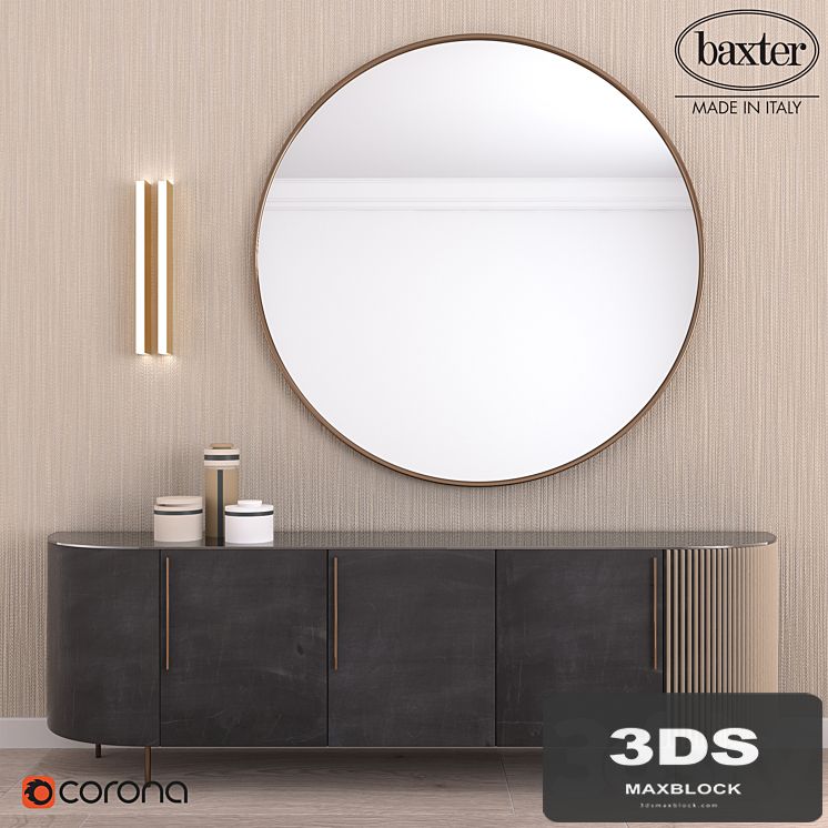 SIDEBOARD PLISSÉ LOW CABINET AND SET DECOR BY BAXTER