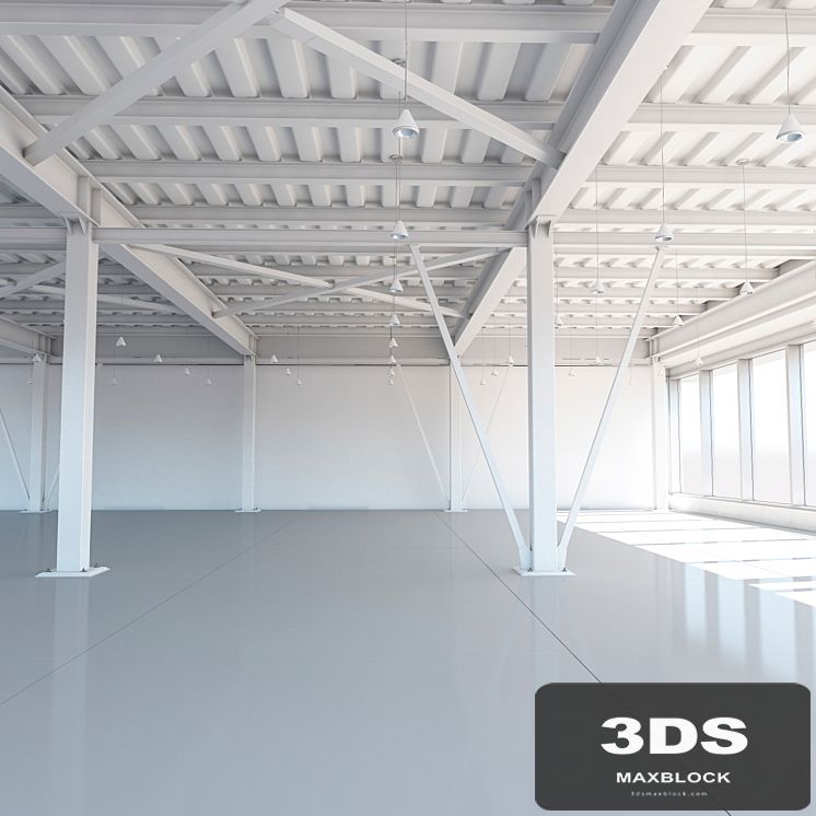 Beam system of metal ceiling with columns and lighting