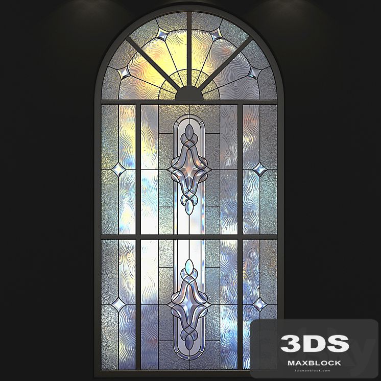 Stained-glass window with an arch