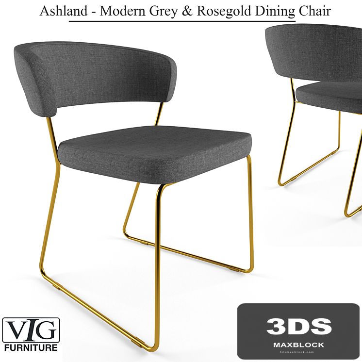 Ashland - Modern Gray & Rosegold Dining Chair