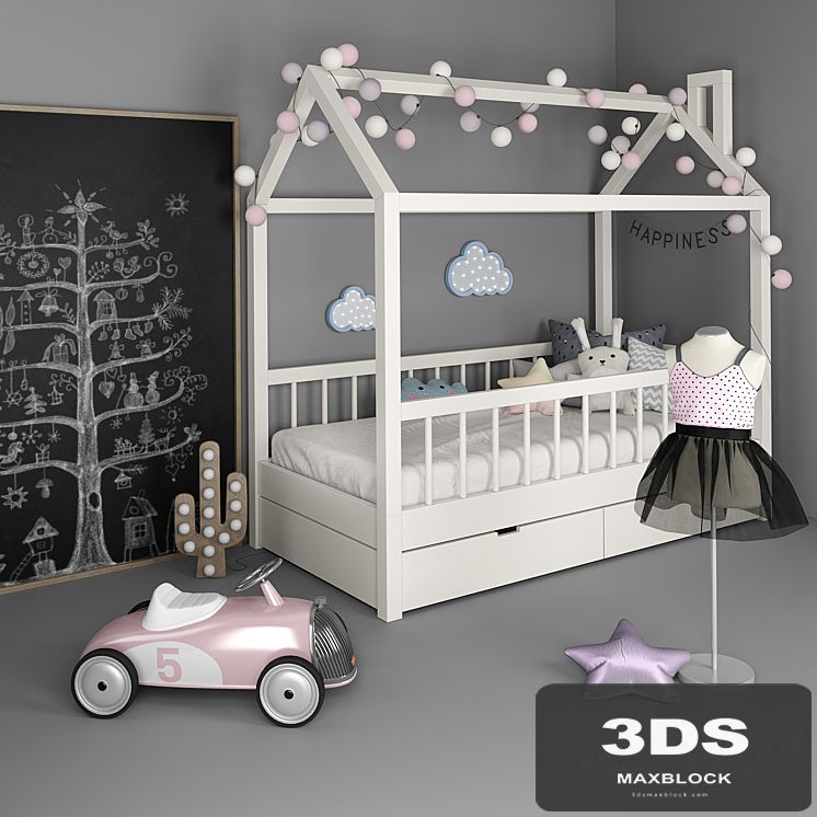 Bed "house" with a set of accessories for a nursery 2