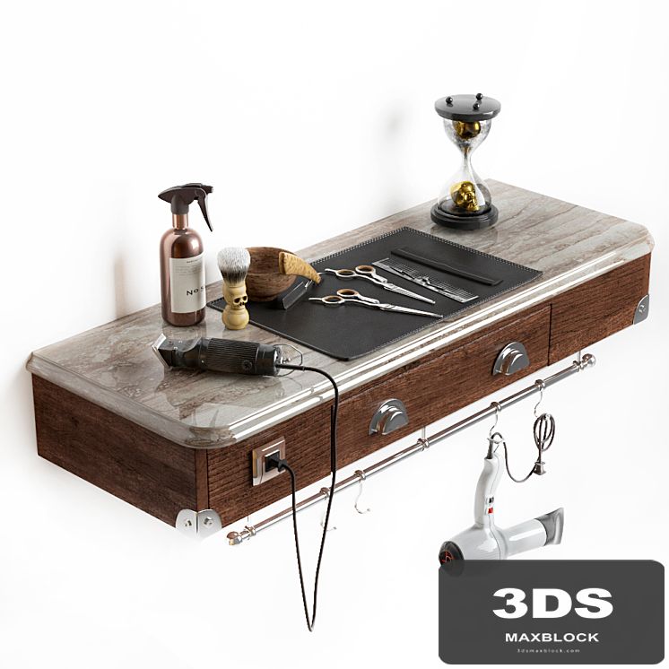The working table of the hairdresser. Barbershop