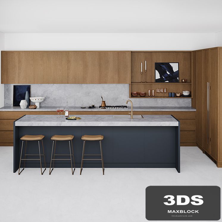Marble & wood kitchen