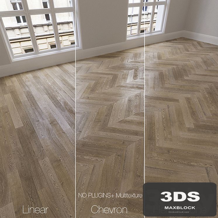 Parquet natural, oak Vintage, 3 types. Linear, chevron, herringbone.