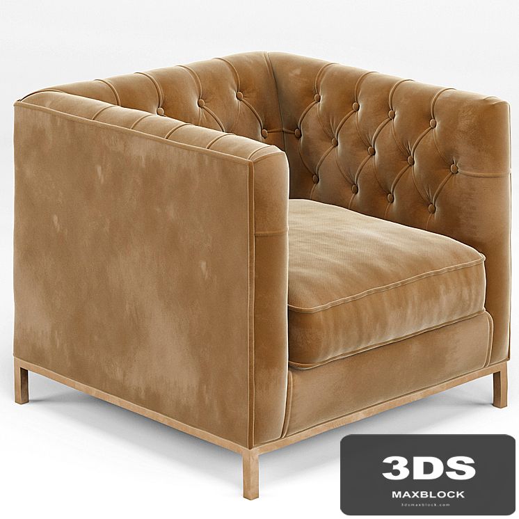 Tarrington Fawn Mohair Tufted Cube Armchair