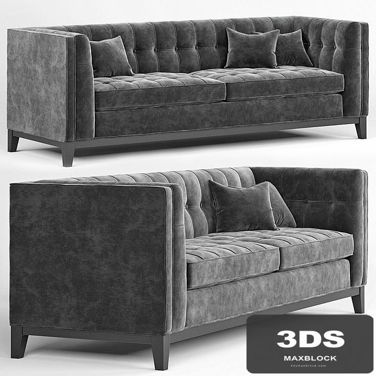 Eichholtz Aldgate Modern Classic Black Velvet Modular Sofa