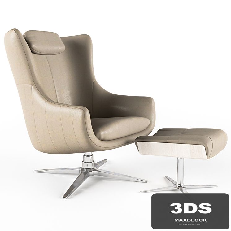 LEATHER ARMCHAIR WITH OTOMAN