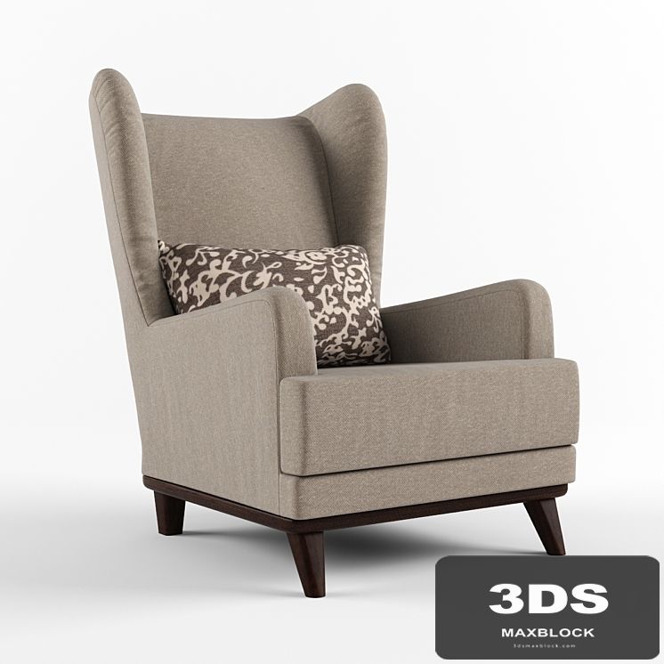 Armchair with headrest speakers and pillow