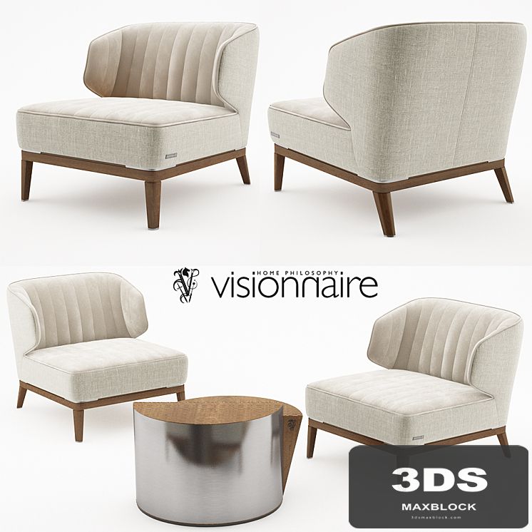 Blondie armchair with Cyborg large table - Visionnaire Home Philosophy