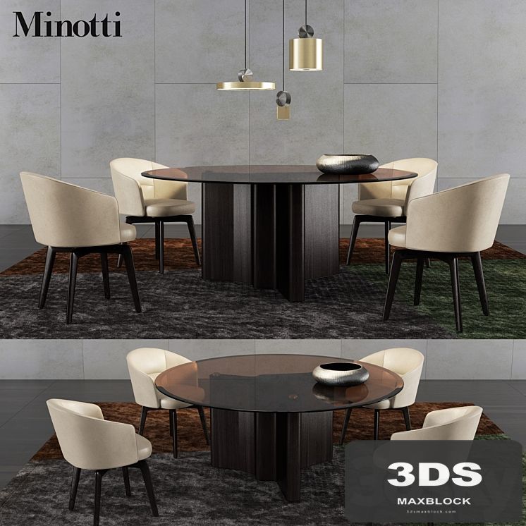 Minotti Lou Dining Table and Amelie Dining Chair