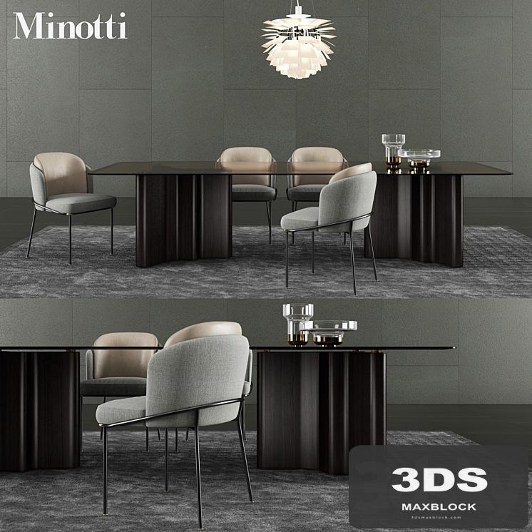 Minotti Lou Dining Table & Fil Noir Dining Chair