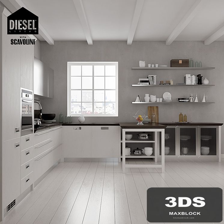 Kitchen Scavolini Diesel set 02 (V-ray3.6)