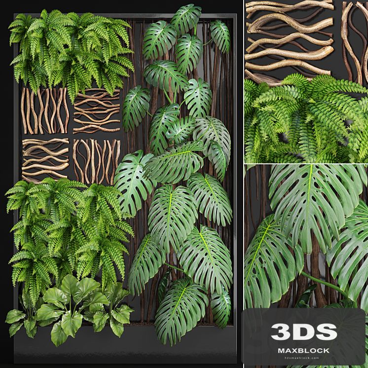 Vertical garden 2. Vertical garden, phytowall, phytomodl, landscaping, green picture, bush, wall decor, branches, monstera, fern, alocasia, eco, eco decor, loft