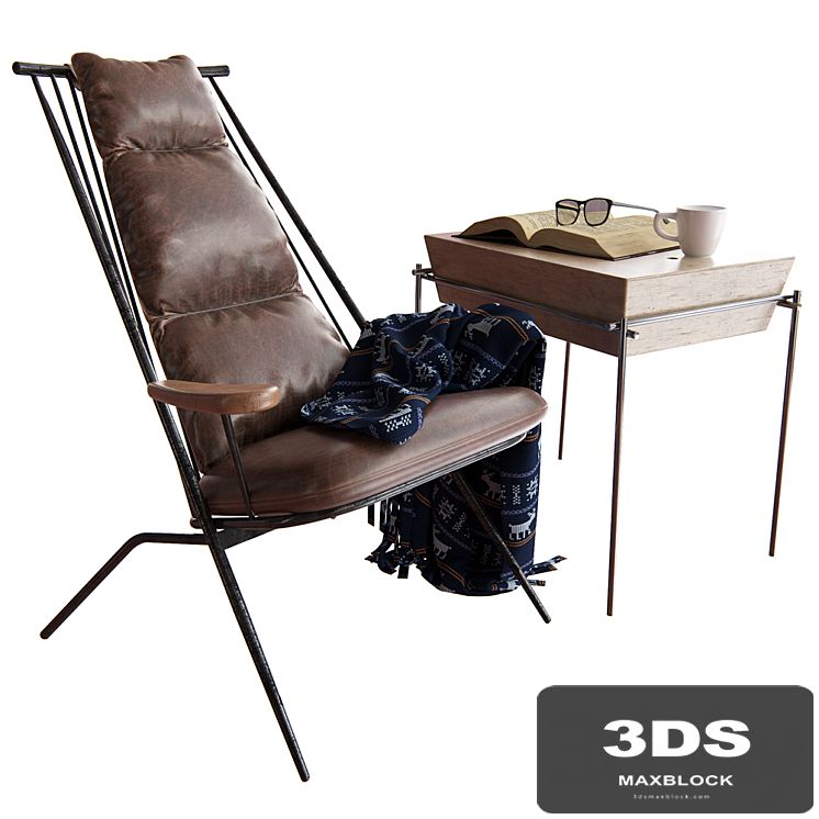 Dialma Brown Armchairs DB004028 and Side Table DB004555