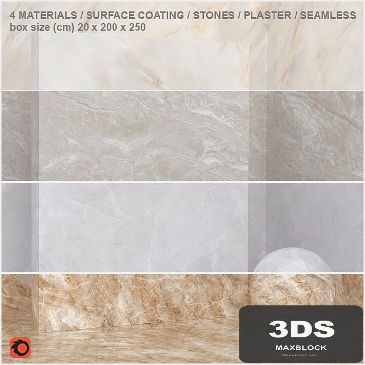 4 materials (seamless) - stone, plaster - set 6