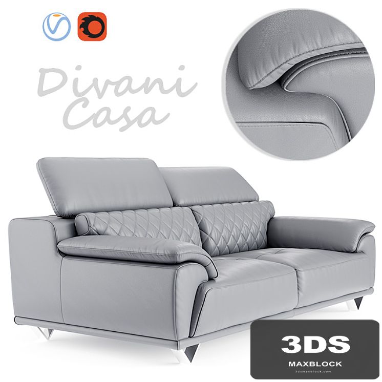 Sofa Divani Casa Wolford Modern Gray