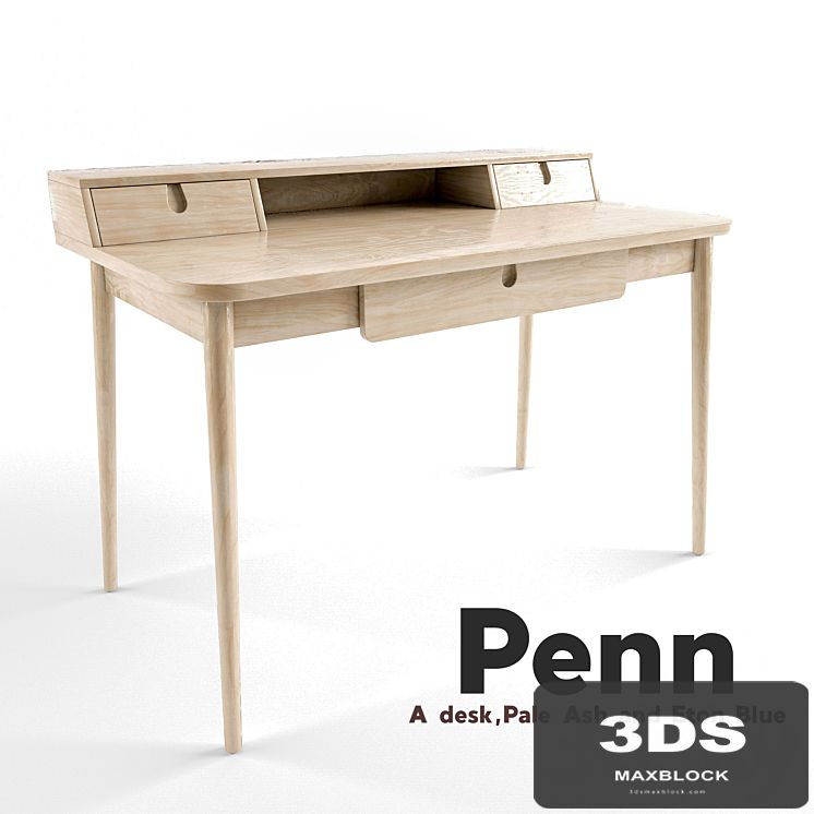 Table Penn Desk, Pale Ash and Eton Blue